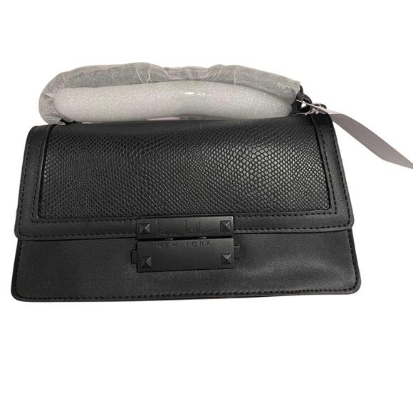 Nicole Miller New York Small Rectangle Matte Black Leather w/Black Hardware‎ NWT - Picture 1 of 4